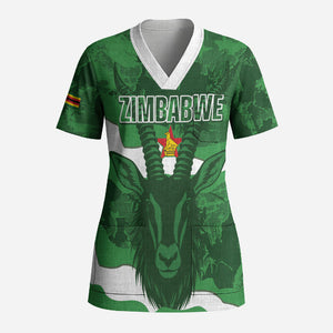 Custom Zimbabwe Rugby 2026 Scrub Top Go Sables Sporty Grunge Style