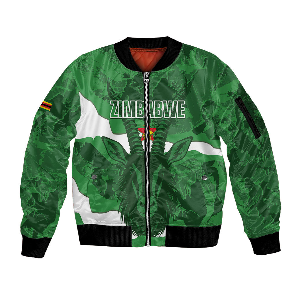Custom Zimbabwe Rugby 2026 Sleeve Zip Bomber Jacket Go Sables Sporty Grunge Style