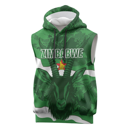 Custom Zimbabwe Rugby 2026 Sleeveless Hoodie Go Sables Sporty Grunge Style