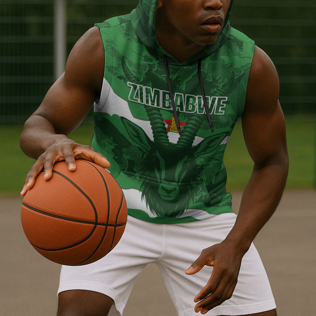 Custom Zimbabwe Rugby 2026 Sleeveless Hoodie Go Sables Sporty Grunge Style