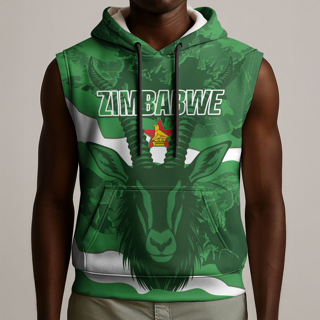 Custom Zimbabwe Rugby 2026 Sleeveless Hoodie Go Sables Sporty Grunge Style