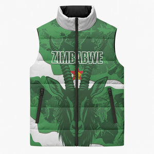 Custom Zimbabwe Rugby 2026 Sleeveless Puffer Jacket Go Sables Sporty Grunge Style