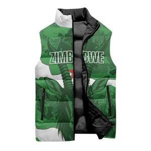 Custom Zimbabwe Rugby 2026 Sleeveless Puffer Jacket Go Sables Sporty Grunge Style