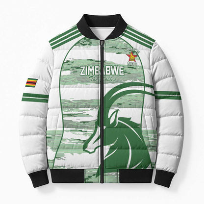 Zimbabwe Rugby Custom Bomber Puffer Jacket Come On Sables White Version