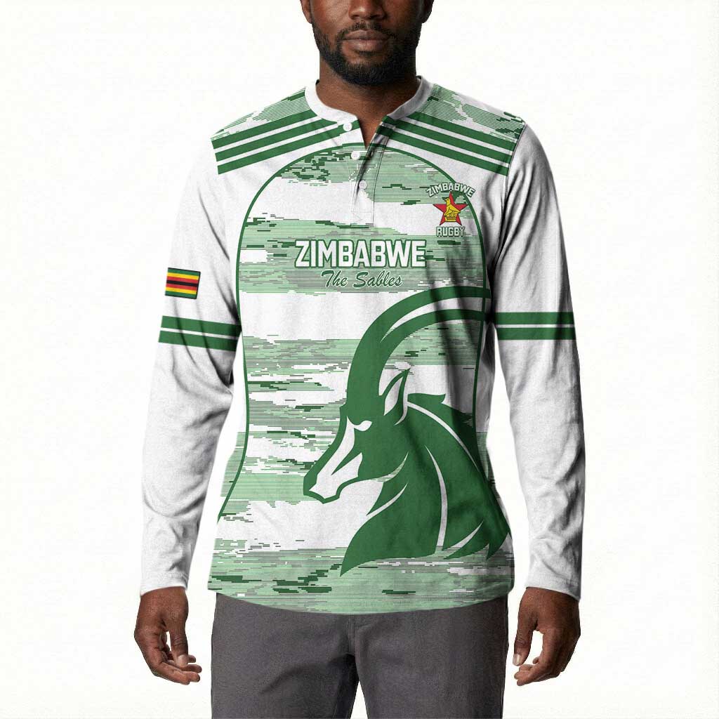 Zimbabwe Rugby Custom Button Sweatshirt Come On Sables White Version