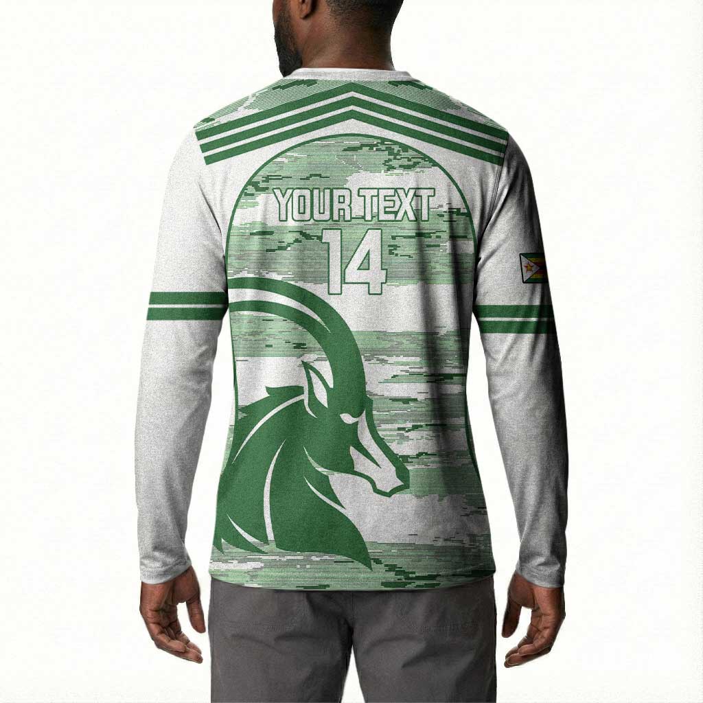 Zimbabwe Rugby Custom Button Sweatshirt Come On Sables White Version