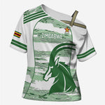 Zimbabwe Rugby Custom Cross Shoulder Shirt Come On Sables White Version