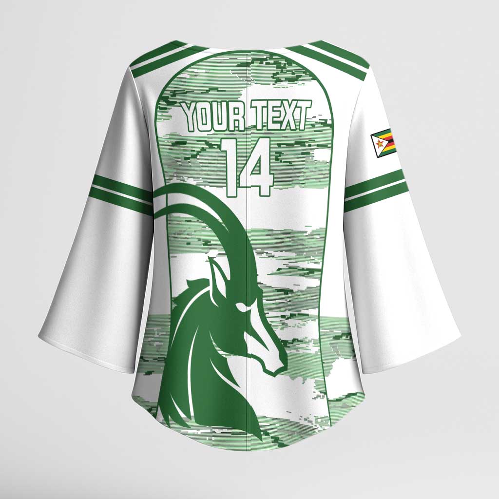 Zimbabwe Rugby Custom Kimono Sleeve Blouse Come On Sables White Version
