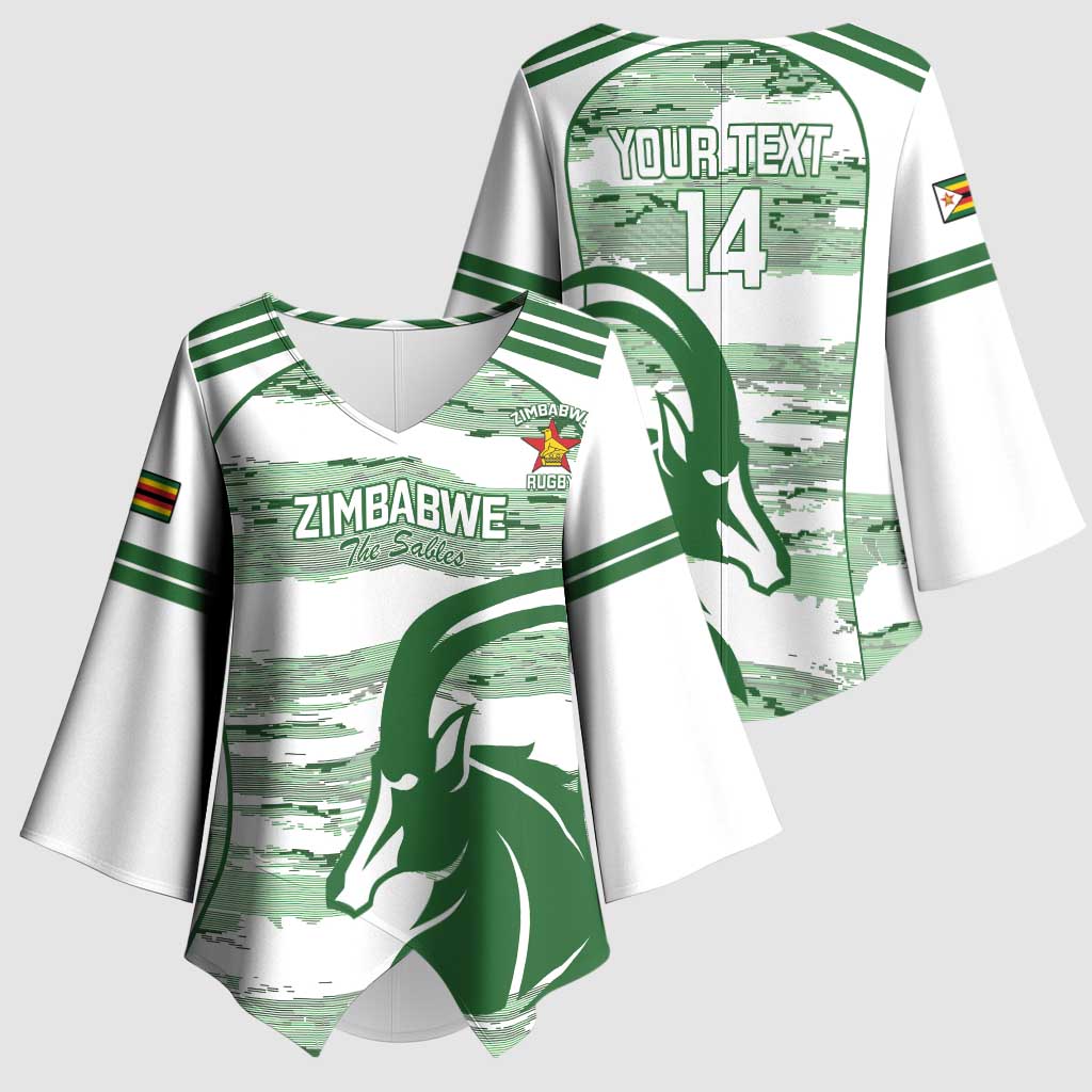 Zimbabwe Rugby Custom Kimono Sleeve Blouse Come On Sables White Version