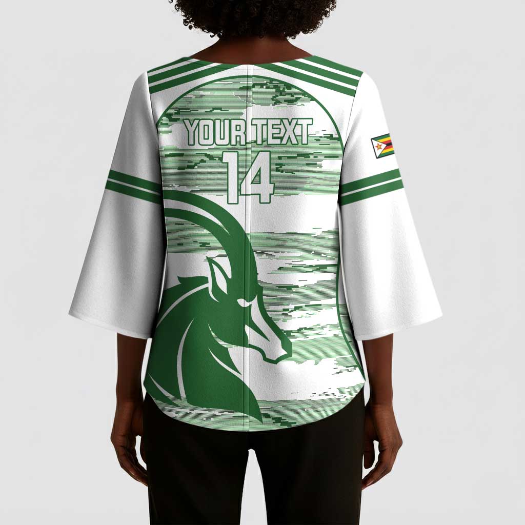 Zimbabwe Rugby Custom Kimono Sleeve Blouse Come On Sables White Version