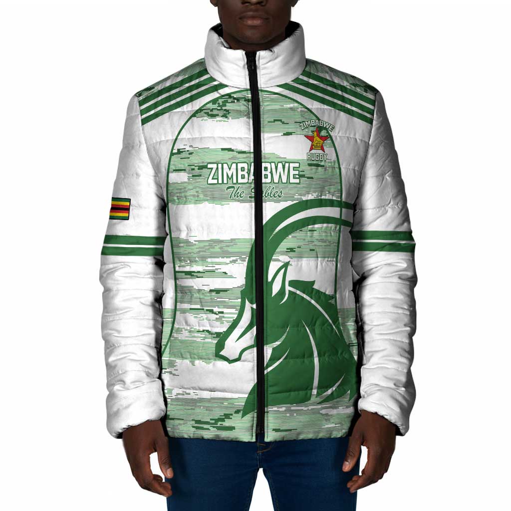 Zimbabwe Rugby Custom Padded Jacket Come On Sables White Version