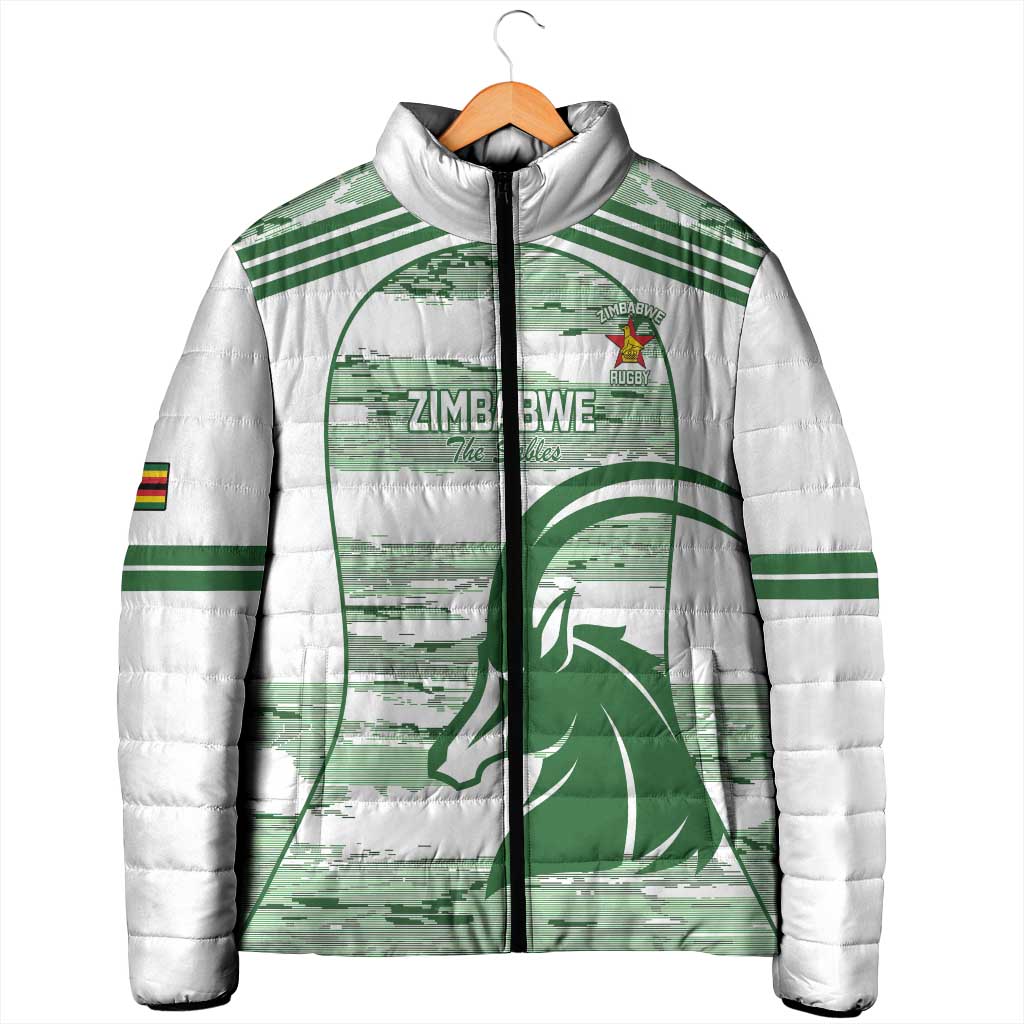 Zimbabwe Rugby Custom Padded Jacket Come On Sables White Version