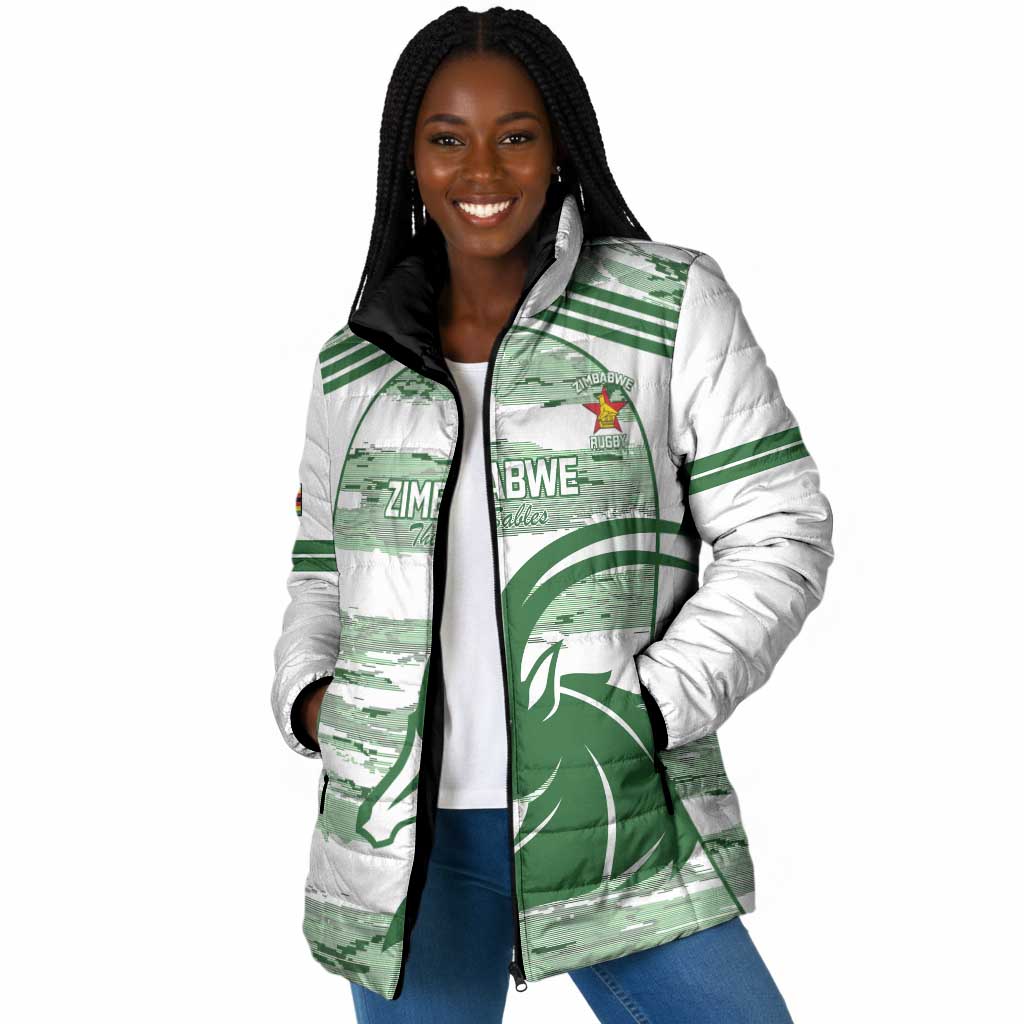 Zimbabwe Rugby Custom Padded Jacket Come On Sables White Version
