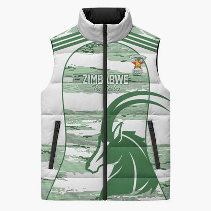 Zimbabwe Rugby Custom Sleeveless Puffer Jacket Come On Sables White Version