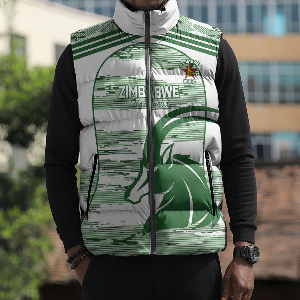 Zimbabwe Rugby Custom Sleeveless Puffer Jacket Come On Sables White Version