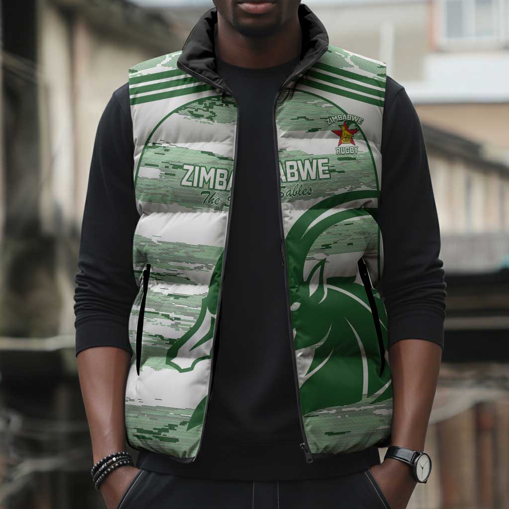 Zimbabwe Rugby Custom Sleeveless Puffer Jacket Come On Sables White Version