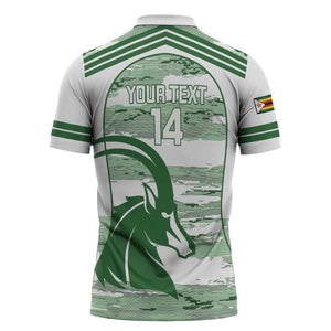 Zimbabwe Rugby Custom Zipper Polo Shirt Come On Sables White Version