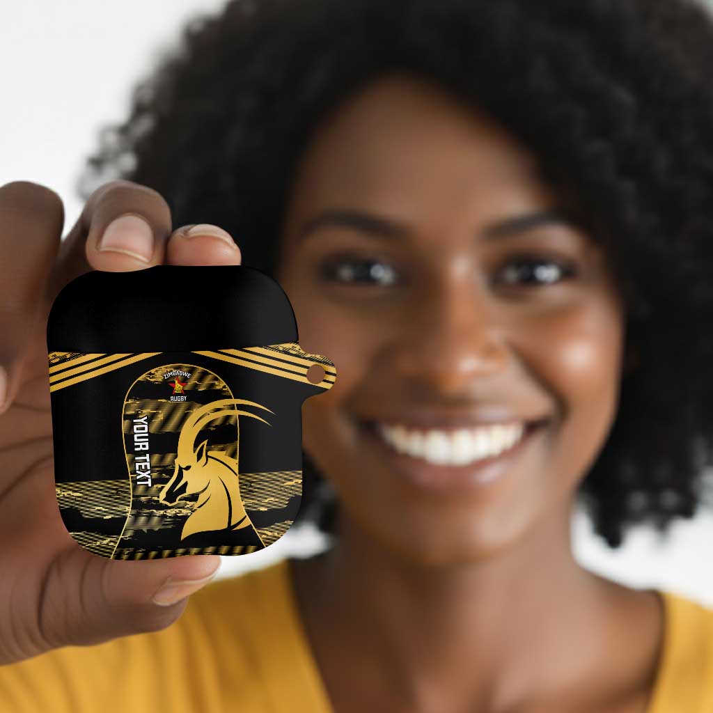 Zimbabwe Rugby Custom AirPods Case Come On Sables Gold Black Version