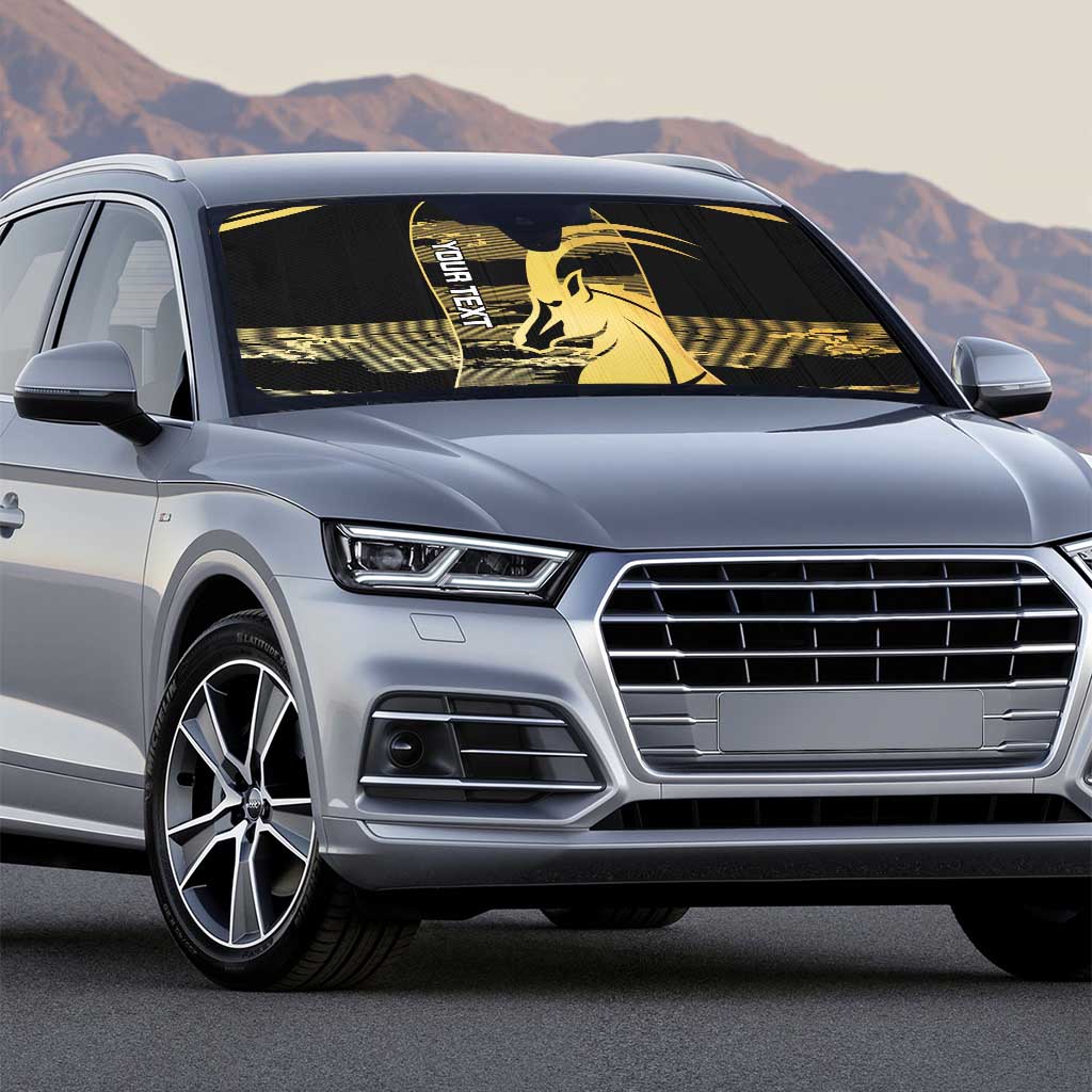 Zimbabwe Rugby Custom Auto Sun Shade Come On Sables Gold Black Version