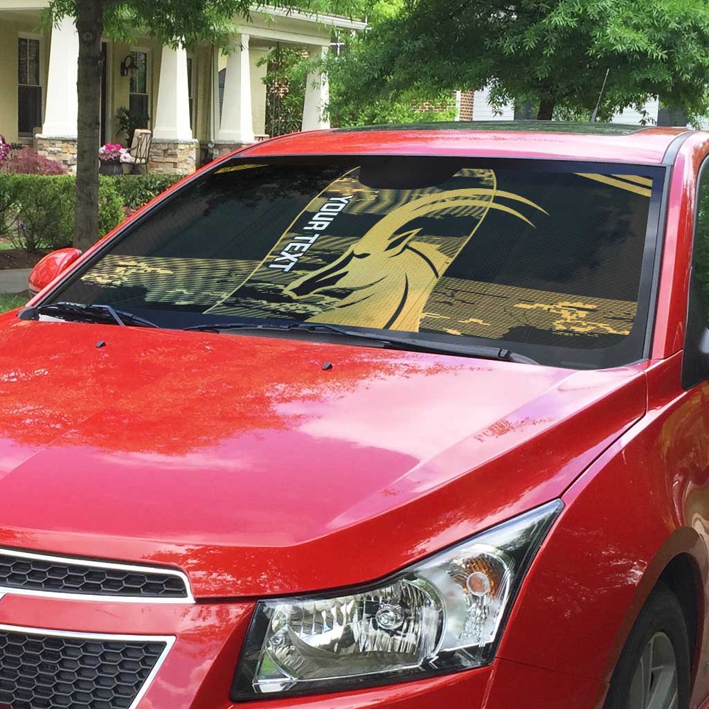 Zimbabwe Rugby Custom Auto Sun Shade Come On Sables Gold Black Version