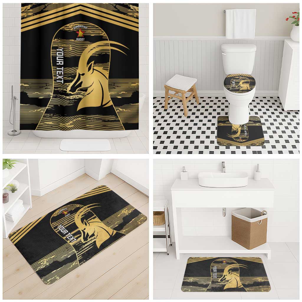 Zimbabwe Rugby Custom Bathroom Set Come On Sables Gold Black Version
