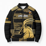 Zimbabwe Rugby Custom Bomber Puffer Jacket Come On Sables Gold Black Version
