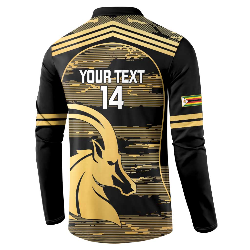 Zimbabwe Rugby Custom Button Sweatshirt Come On Sables Gold Black Version