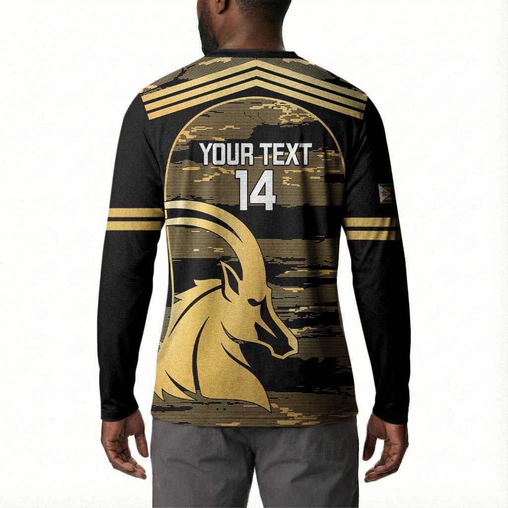 Zimbabwe Rugby Custom Button Sweatshirt Come On Sables Gold Black Version