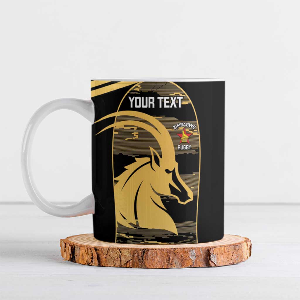 Zimbabwe Rugby Custom Ceramic Mug Come On Sables Gold Black Version