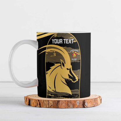 Zimbabwe Rugby Custom Ceramic Mug Come On Sables Gold Black Version
