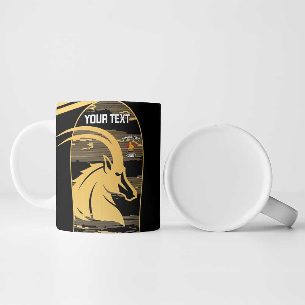 Zimbabwe Rugby Custom Ceramic Mug Come On Sables Gold Black Version
