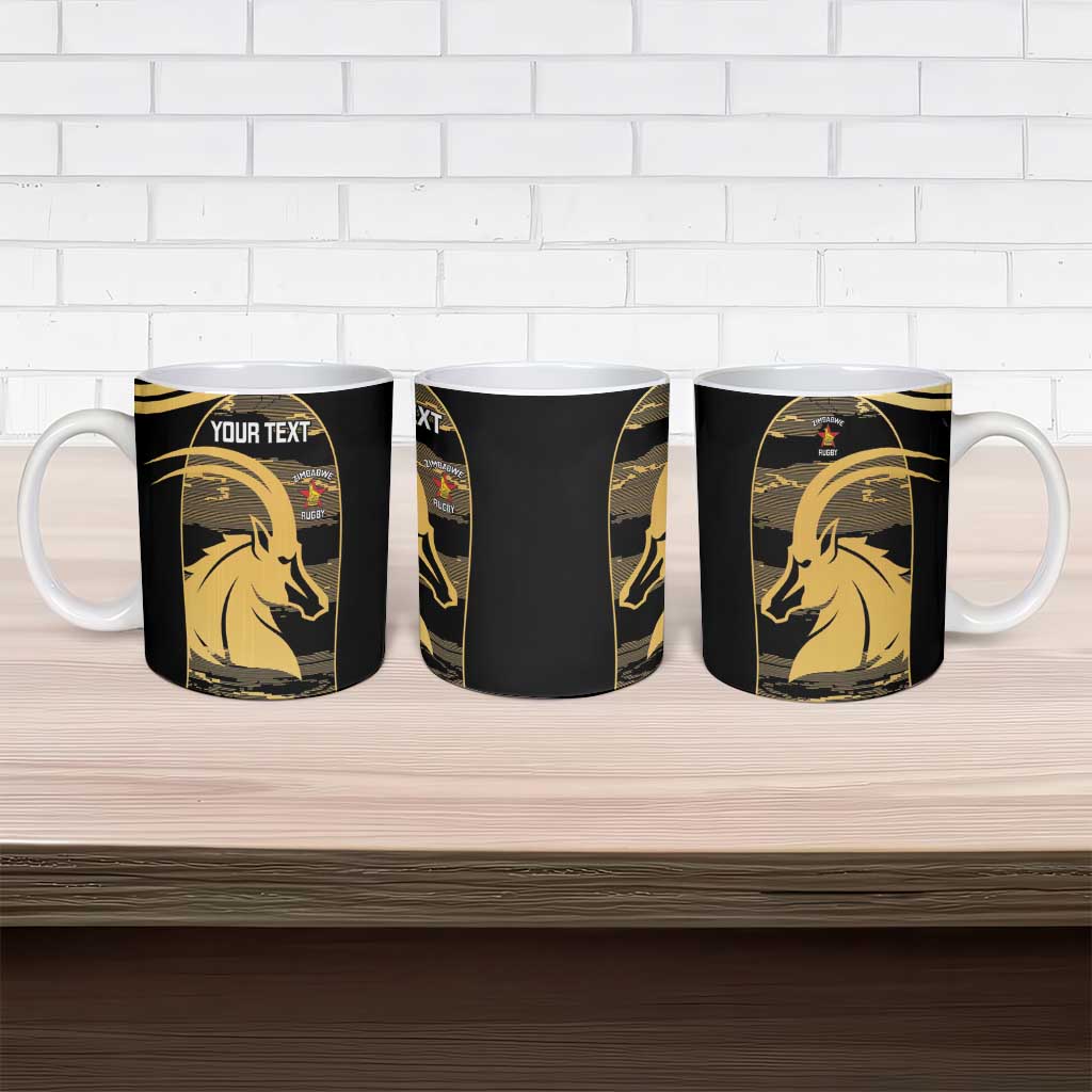 Zimbabwe Rugby Custom Ceramic Mug Come On Sables Gold Black Version