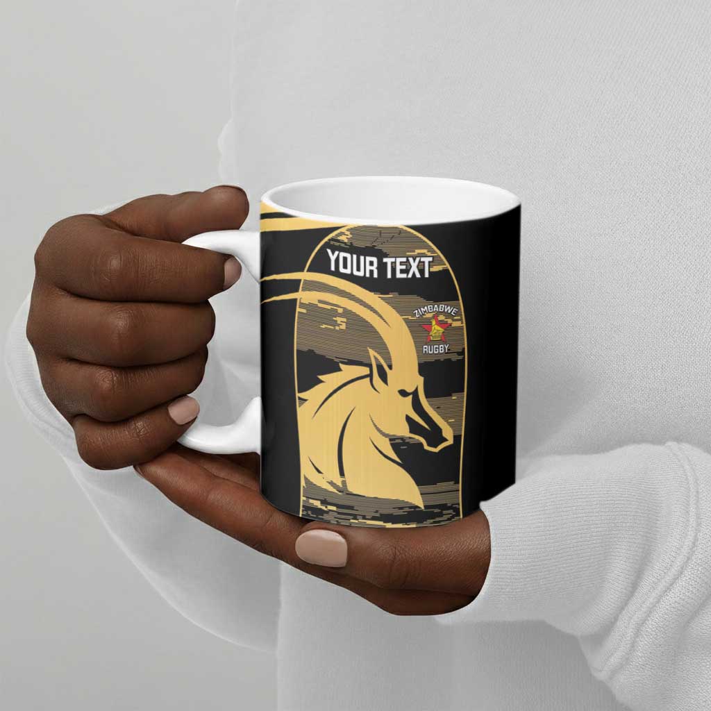 Zimbabwe Rugby Custom Ceramic Mug Come On Sables Gold Black Version