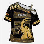 Zimbabwe Rugby Custom Cross Shoulder Shirt Come On Sables Gold Black Version