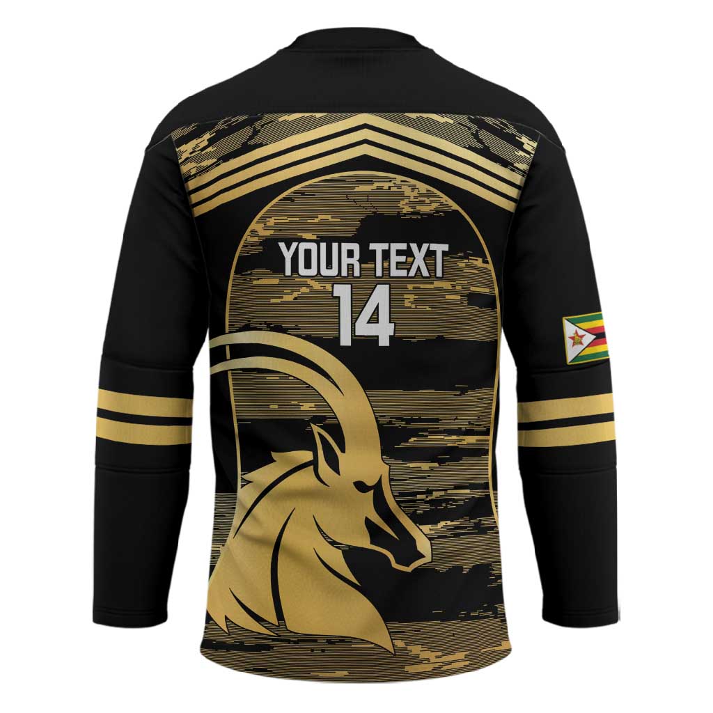 Zimbabwe Rugby Custom Hockey Jersey Come On Sables Gold Black Version