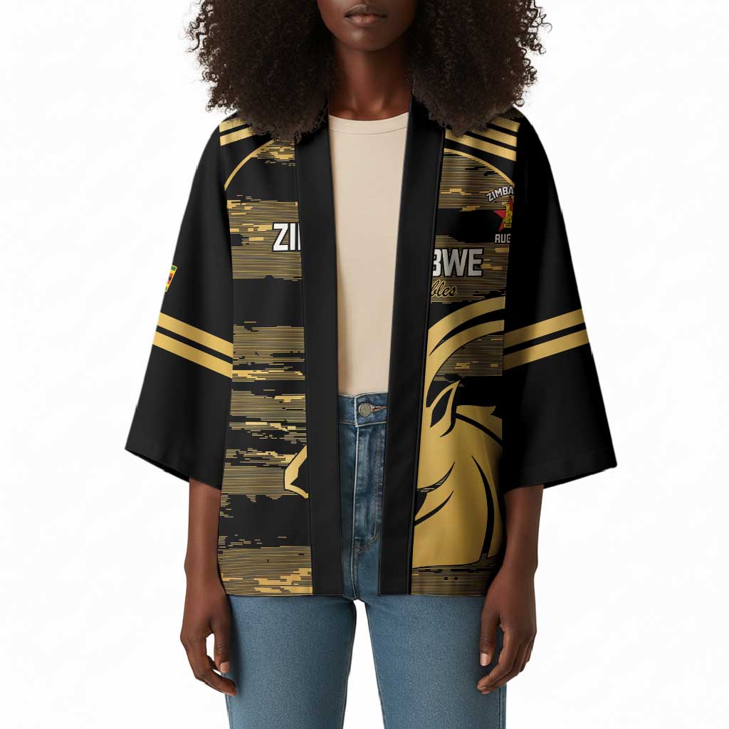 Zimbabwe Rugby Custom Kimono Come On Sables Gold Black Version