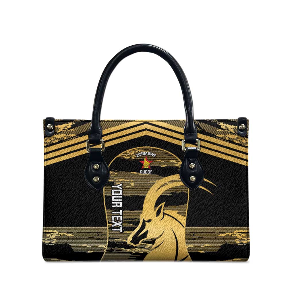 Zimbabwe Rugby Custom Leather Bag Come On Sables Gold Black Version