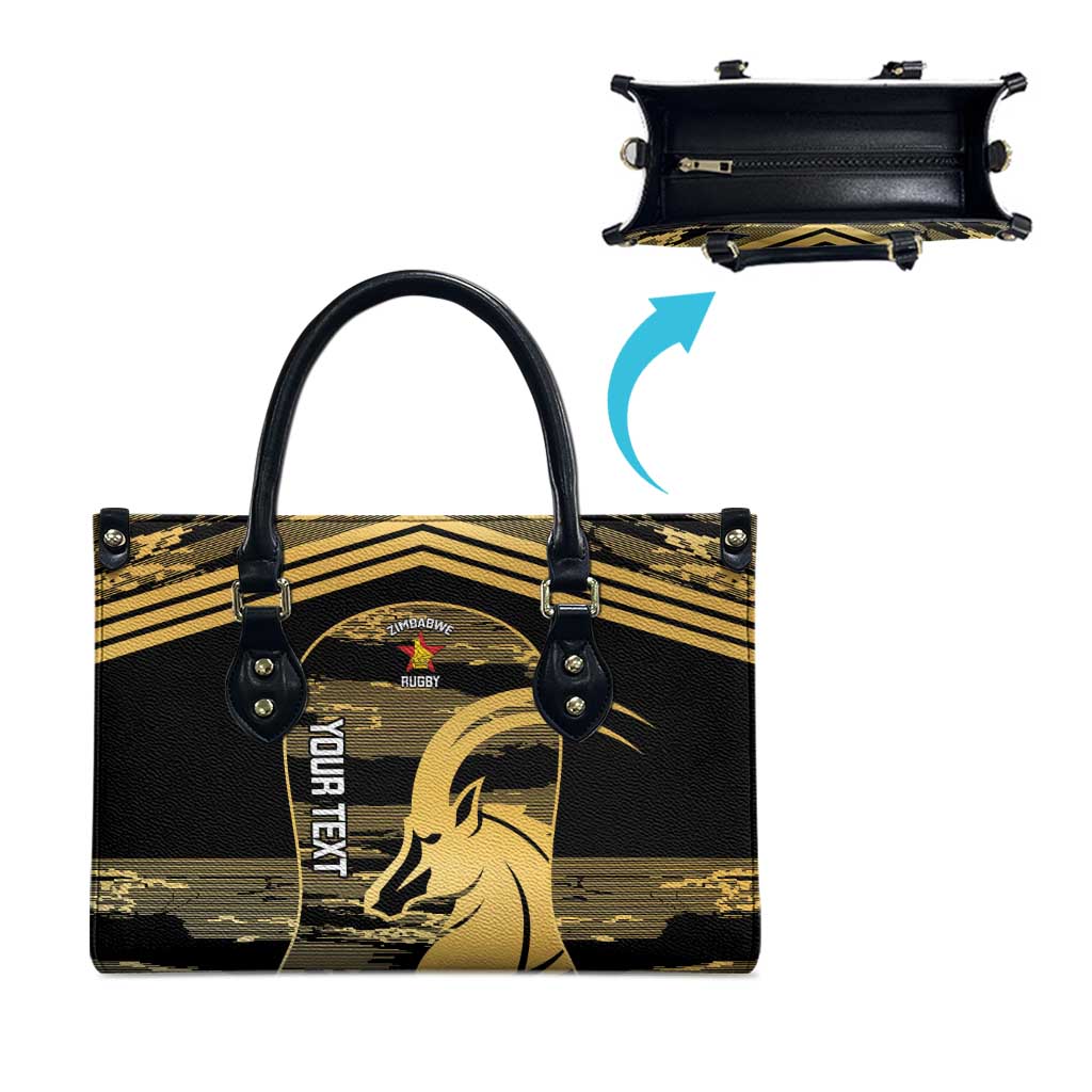Zimbabwe Rugby Custom Leather Bag Come On Sables Gold Black Version