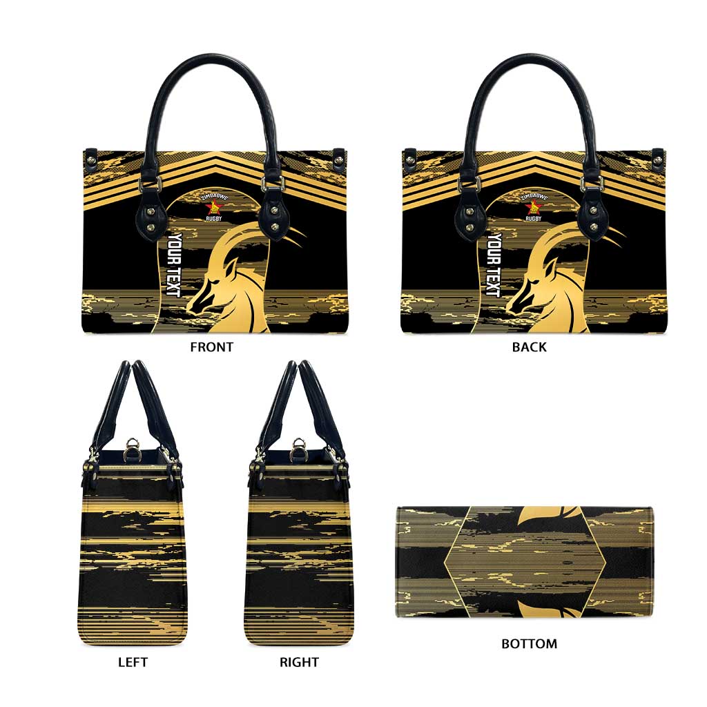 Zimbabwe Rugby Custom Leather Bag Come On Sables Gold Black Version