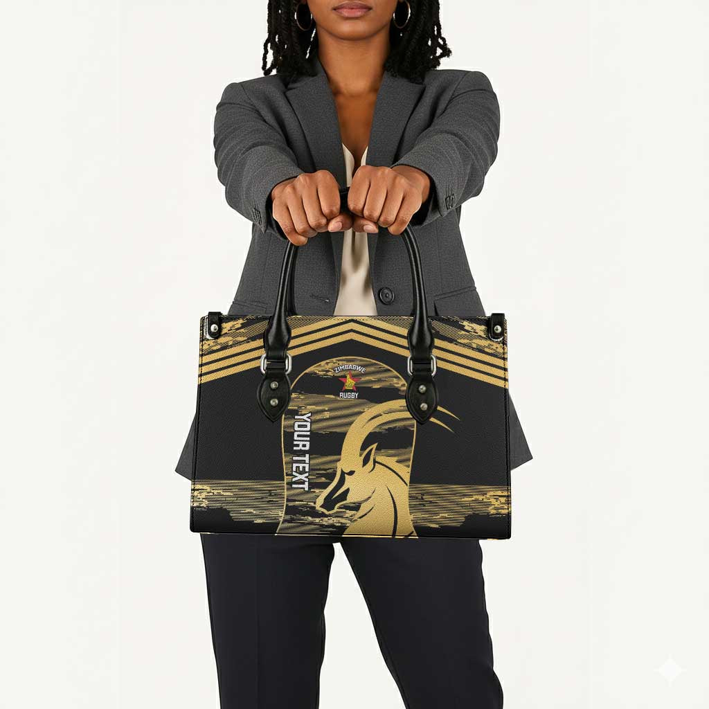 Zimbabwe Rugby Custom Leather Bag Come On Sables Gold Black Version