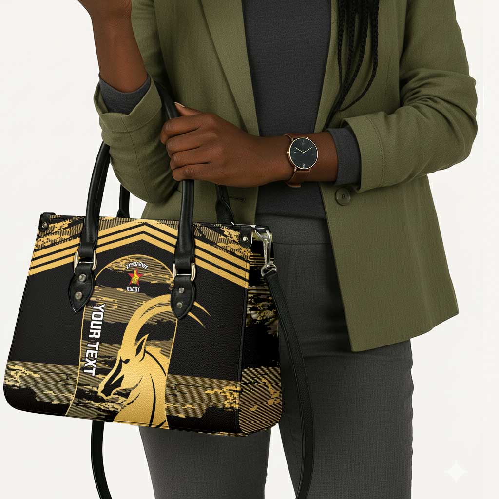 Zimbabwe Rugby Custom Leather Bag Come On Sables Gold Black Version