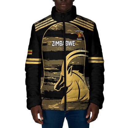 Zimbabwe Rugby Custom Padded Jacket Come On Sables Gold Black Version