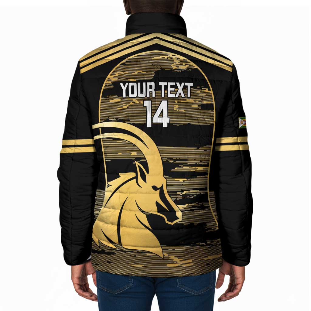 Zimbabwe Rugby Custom Padded Jacket Come On Sables Gold Black Version