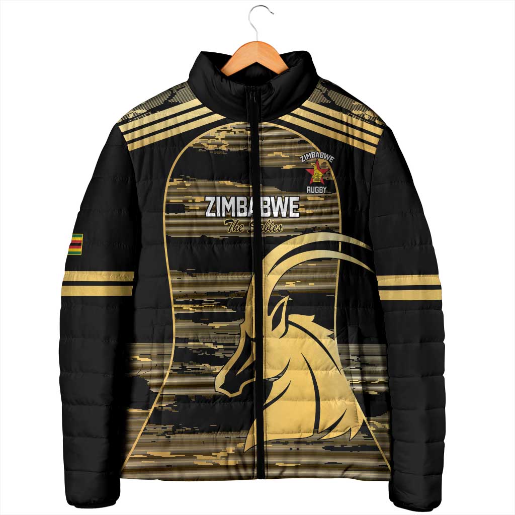 Zimbabwe Rugby Custom Padded Jacket Come On Sables Gold Black Version