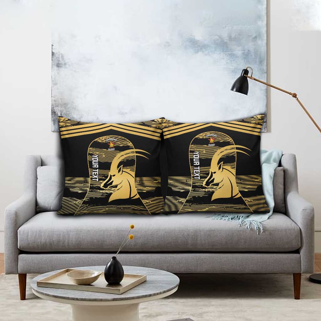 Zimbabwe Rugby Custom Pillow Cover Come On Sables Gold Black Version