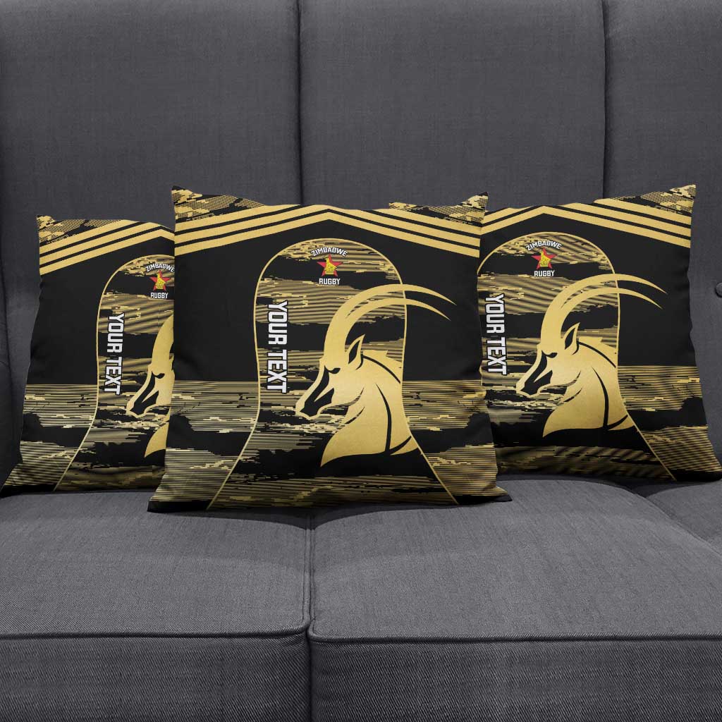 Zimbabwe Rugby Custom Pillow Cover Come On Sables Gold Black Version