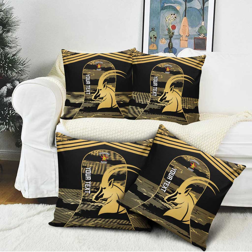 Zimbabwe Rugby Custom Pillow Cover Come On Sables Gold Black Version