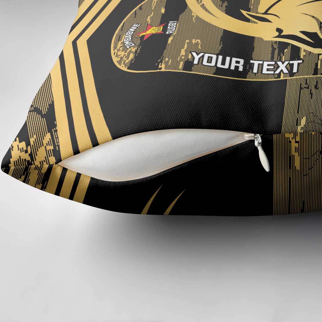 Zimbabwe Rugby Custom Pillow Cover Come On Sables Gold Black Version