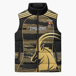 Zimbabwe Rugby Custom Sleeveless Puffer Jacket Come On Sables Gold Black Version