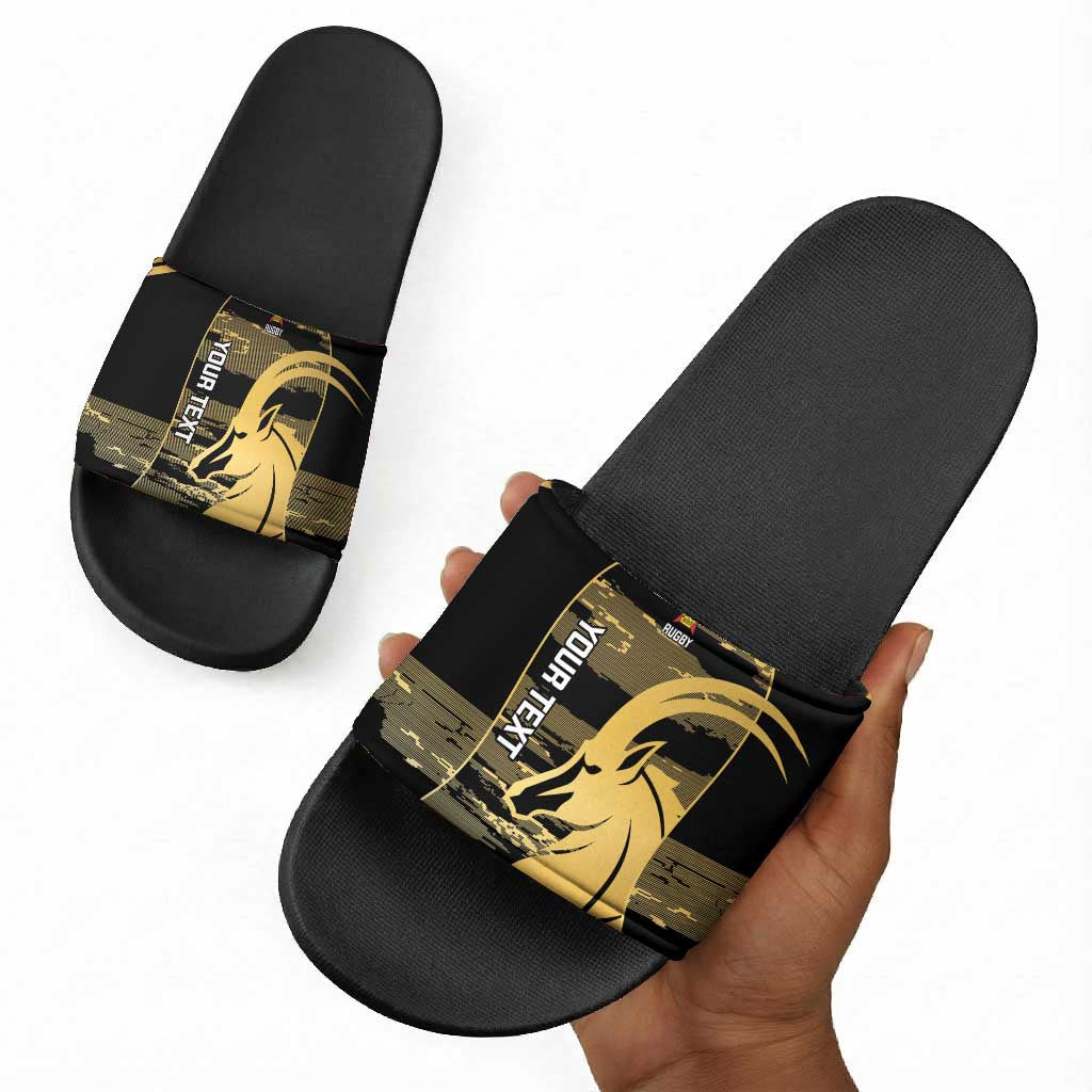 Zimbabwe Rugby Custom Slide Sandals Come On Sables Gold Black Version